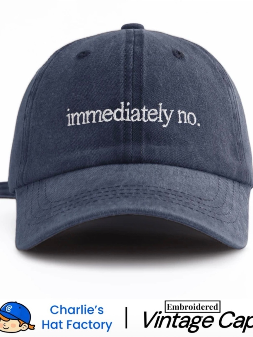 Immediately No. Embroidered Navy Hat